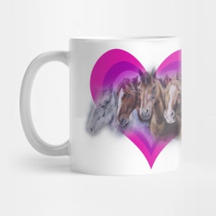 Stunning realistic horses in a rainbow heart design Mug